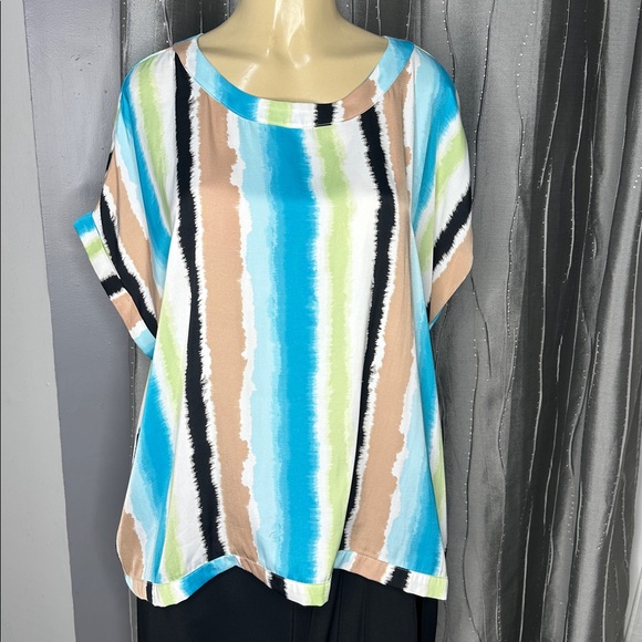 Worthington women’s Multicolor Wave Pattern Top Sz XXl - Picture 1 of 4